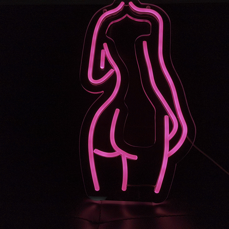 Sexy Lady Back LED Neon Sign,Art Decorative Lights 19.7Pink Lady Back LED Neon Sign Lights Art Decorative Lights and Glass Acrylic Panel Handmade Beer Pub Bar Home Wall Decor Lamp
