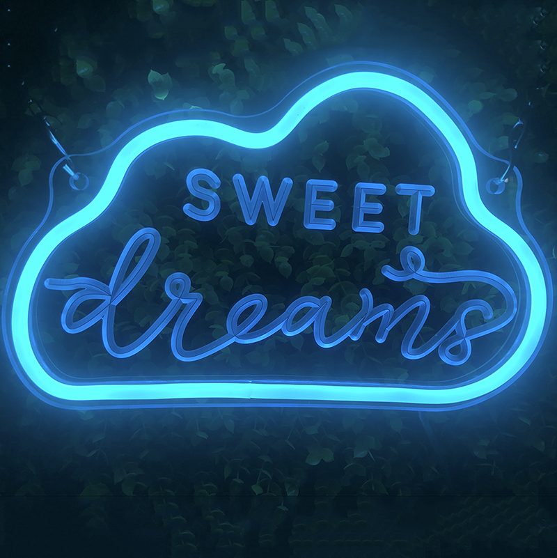 LED Cloud Sweet Dream LED Neon Signs Letter 3D Art with 5V USB Dimmer Controller for Indoor Home Party Decoration